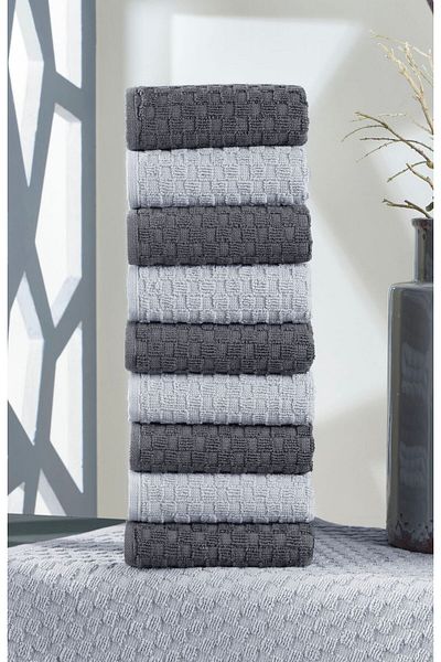 SHAL HOME 100% Cotton 10-Piece 50*30cm Hand & Face Towel Set