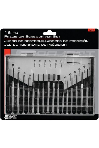 Performance Tool 16-Piece Project Pro Chrome Plated Corrosion Resistant Precision Screwdriver Set