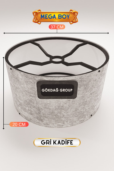 GÖKDAĞ GROUP Gri Kadife Lambader Başlığı 37 CM Mega Boy Pratik Kurulum