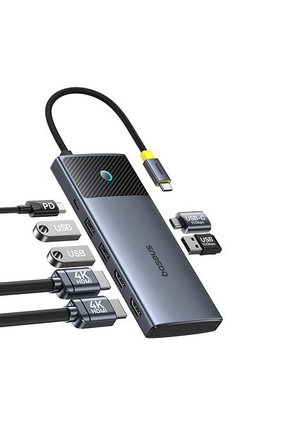 Baseus Adaptor HUB 7w1 Metal Gleam Seria II USB-C PD100W / 2x USB-A / 2x HDMI 4K / USB-C 3.0