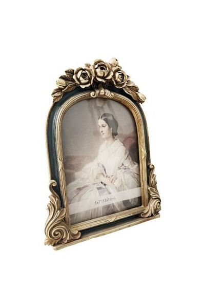 BLA BLA FOAM Classic Photo Frame, Blue/Gold, Baroque Style, 5' X 7' (12.7 x 17.8 cm)