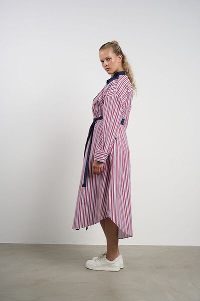 HANIQA Women's Plus Size Striped Belted Shirt Dress (44-50) |   25165