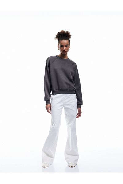 Koton Cotton Crew Neck Raised Sweatshirt
