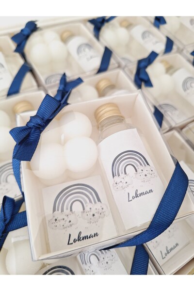 Yakamoz Style Bebek hediyelik cam kolonya bubble mum madlen çikolata 20 adet