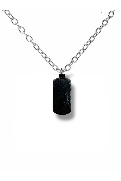 Herşey Nota Black Imprint Necklace – Unisex Metal Design with 60 cm Chain
