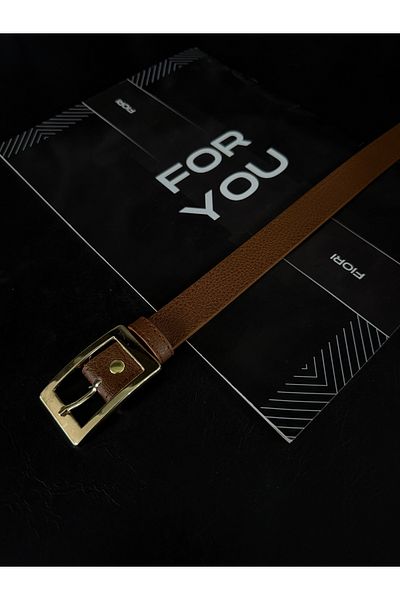 Fiori Thin Women's Belt with Square Buckle, Pants Belt, Jacket Belt, Shirt Belt, Dress Belt