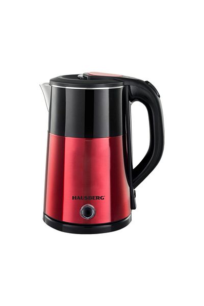 Hausberg Βραστήρας HB-3618RS, 1500 W, 2 L, περιστρεφόμενη βάση 360 μοιρών, Ενδεικτική λυχνία, Αυτόματη απενεργοποίηση, Κόκκινο