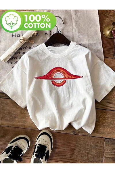 vikitekno Oversize Ufo Printed Design Women's T-Shirt