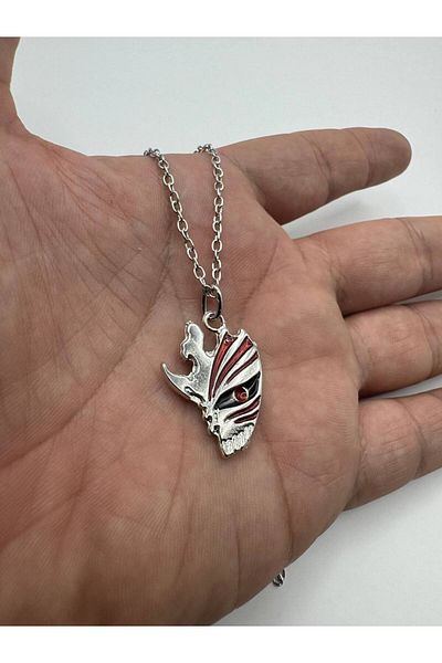 Herşey Nota Bleach Ichigo Hollow Mask Figured Silver Color Anime Necklace – Unisex Jewelry with 60cm Chain