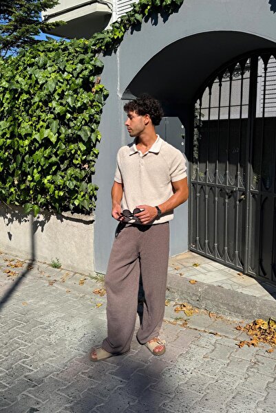 Flaw Wear Bel Lastikli Kahverengi Basic Triko Pantolon