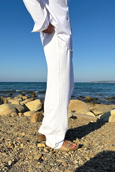 Flaw Wear Double Pleated Linen Trousers