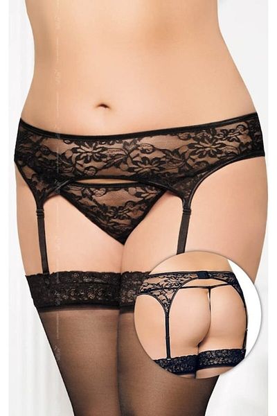 Softline - Curea și tanga 3316 - Mărime mare - Negru XXXL