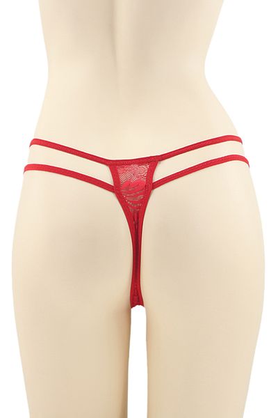 OEM Sexy thong panties with contrasting lace inserts and decorative rhinestone details, DZK-2162