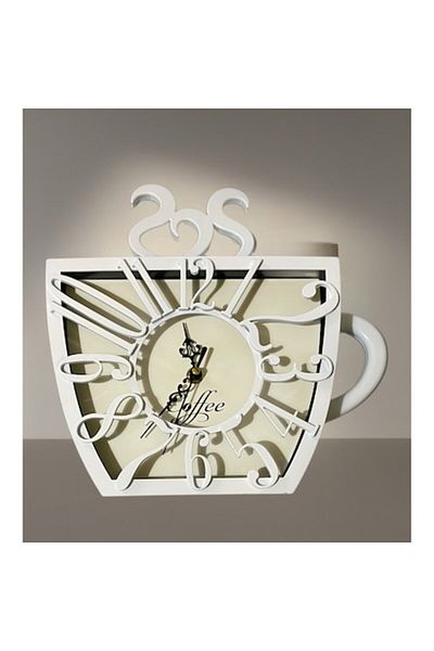 BLA BLA FOAM Decorative Wall Clock Shaped Like a Coffee Cup, 30x28 cm, 3D Design