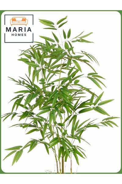 MARIA HOMES Artificial Bamboo Tree 130 cm – Decorative Indoor Plant with White Pot