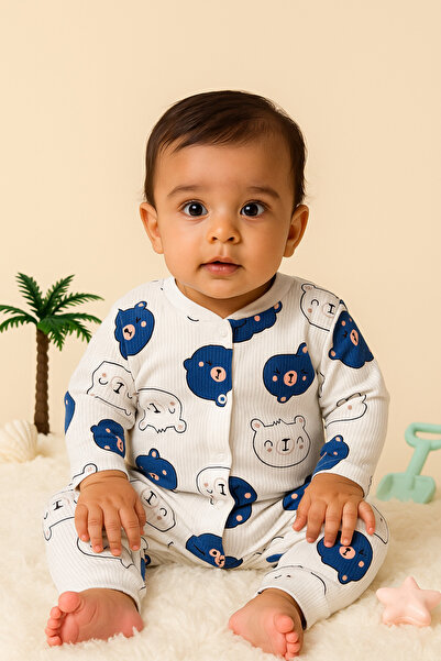 AKİ MODA KİDS Erkek bebek tulum hayvan desenli çeşitleri1 bir-3-6 ay