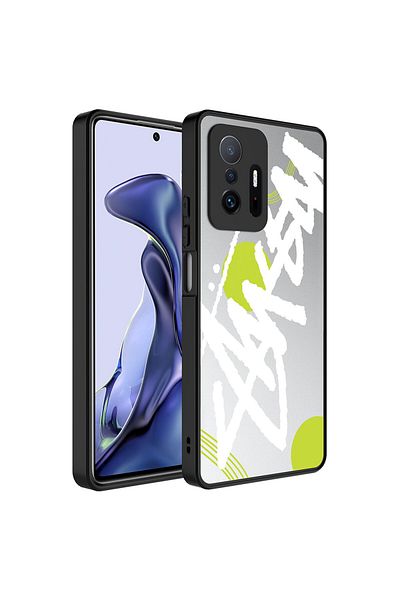 xemu حافظة Mi 11T Pro 5G ذات نمط عاكس وغطاء مرآة لامع مع حماية للكاميرا - نص