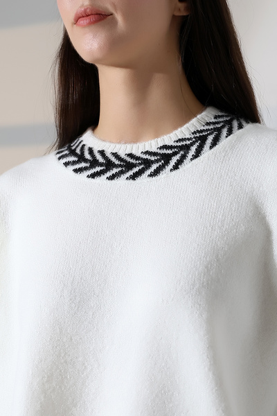 ALCHON Gât rotund, cu mâneci jumate 3/4, cu model, panou jacquard, lejer, confortabil, de bază, elegant, elegant, tricotaj, pulover