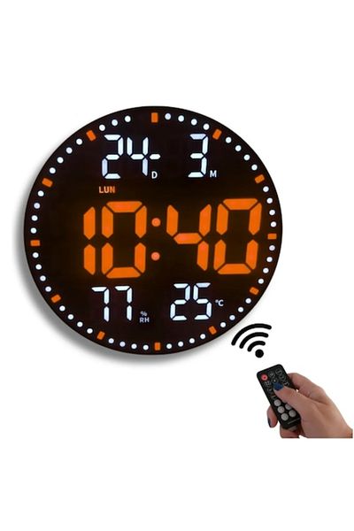 BLA BLA FOAM Digital Wall/Table Clock with Remote, Thermometer Function, Calendar, Dual Alarm, Adjustable Brightn