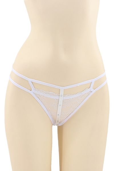 OEM Sexy thong panties with contrasting lace inserts and decorative rhinestone details, DZK-2162