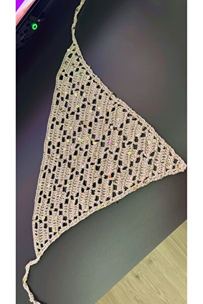 YUMAK HOBİ EVİ Pul Embroidered Hand Knitted Bandana