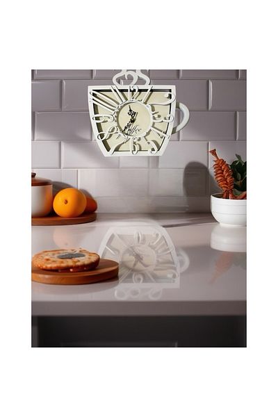 BLA BLA FOAM Decorative Wall Clock Shaped Like a Coffee Cup, 30x28 cm, 3D Design
