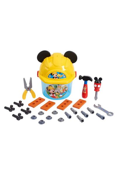 OEM Bucket with tools and Disney Junior Mickey Mouse helmet 29 pieces