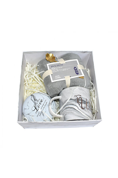 OEM Set cadou pentru el, 5 piese, cu cană ceramică de 250 ml și accesorii, gri