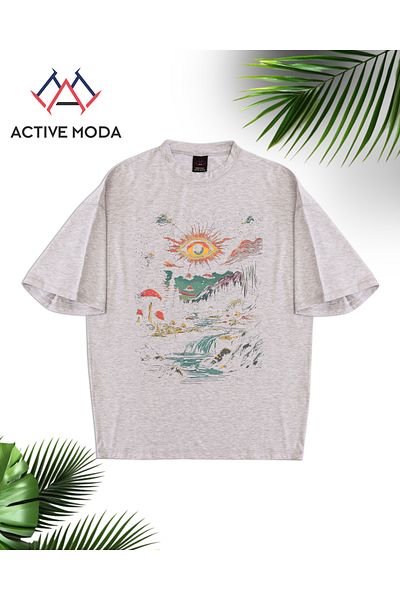 ACTIVE MODA -Men's Cotton Printed Eya Short Sleeve Tshirt Oversize Large Size