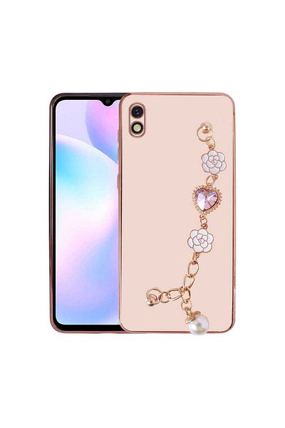 xemu حافظة Redmi 9A من السيليكون مع مقبض يدوي وحماية للكاميرا - وردي