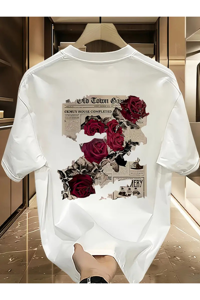 Keywest Tricou oversize cu imprimeu trandafiri pentru bărbați