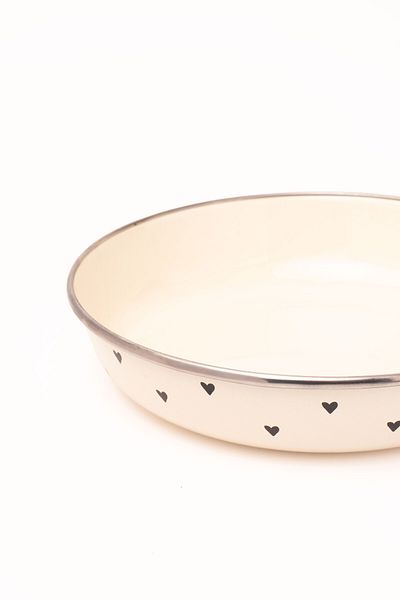 EMAYlab Black Cupid Enamel Bowl Plate - Bowl Bowl - Salad Bowl - Presentation Bowl 21cm