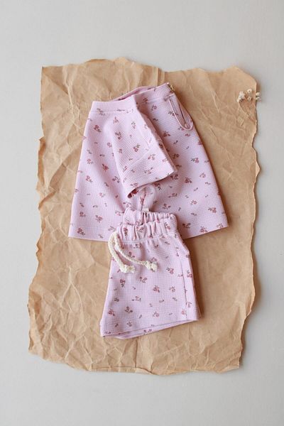 Oh La La Koala For Little Ones Pink Floral Printed Waffle Shorts Set