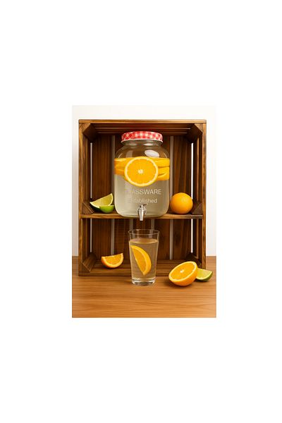 Excellent Houseware Lemonade dispenser jar, red, glass, 4 liters