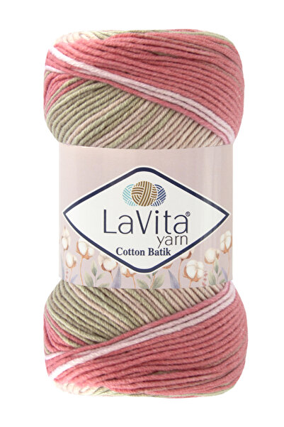 LaVita Yarn Fir de tricotat manual din bumbac batik 60% bumbac 40% acril 100g...