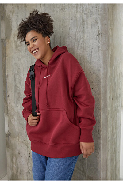 Nike Sportswear Women's Phoenix Fleece Pullover Hoodie Bordo Kadın Sweatshirt