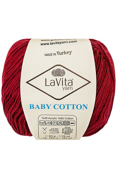 LaVita Yarn Bumbac pentru copii Amigurumi și ață de tricotat manual 40% acril 60% bumbac 50gr (3208 PETROL BORDO)