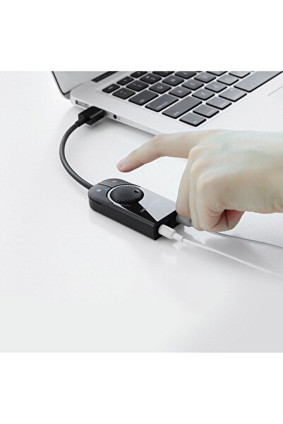 Ugreen Adaptor placă de sunet externă USB - mini jack de 3,5 mm cu control al volumului 15 cm negru