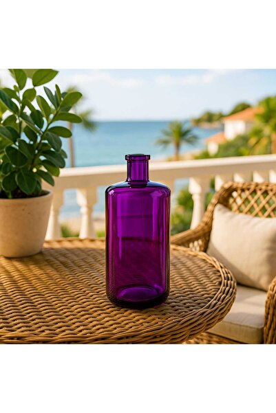 GROVİNG HAİR ✨ Mor Zarif Dekoratif Cam Şişe Özel Tasarım Kapaksız Vintage Şık çok amaçlı vazo sürahi hediyelik