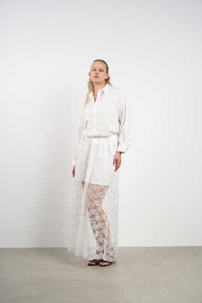 HANIQA Women's Plus Size Lace Skirt Detailed Shirt-Skirt Set (44-50) |   25188