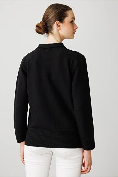 Desen Triko Γυναικεία μπλούζα με γιακά πόλο μαύρη