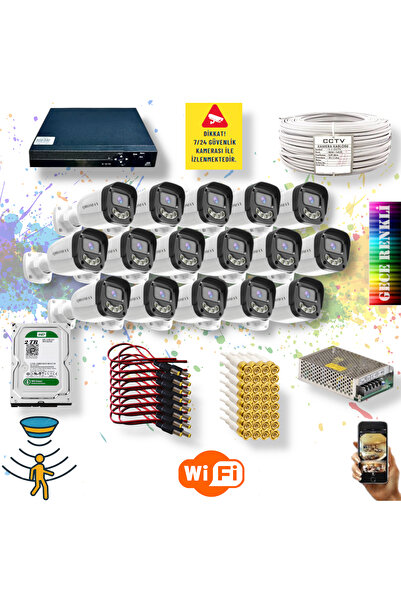 qromax 16 Kameralı Set - Gece Renkli Hareket Algılayan 5MP SONY Lensli Güvenlik Kamerası Seti 2304W-9016