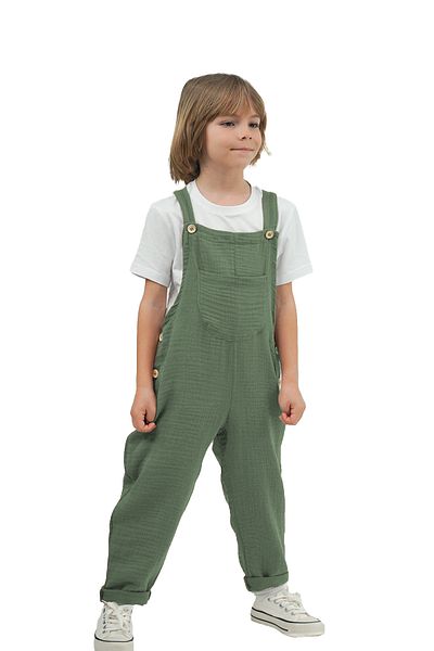 Catz Kids Boy's Khaki Muslin Strap Jumpsuit