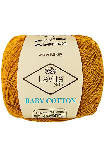 LaVita Yarn Baby Cotton Amigurumi and Hand Knitting Yarn 40% Acrylic 60% Cotton 50Gr (2004 Mustard Yellow)