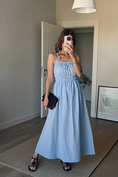 Sue Store Rochie cu bretele albastre pentru bebeluși