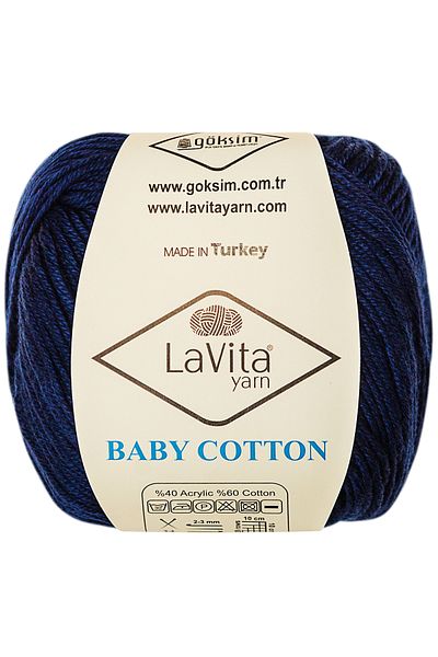 LaVita Yarn Baby Cotton Amigurumi και Hand Knitting Yarn 40% Ακρυλικό 60% Βαμβάκι 50gr (5301 ΣΚΟΥΡΟ ΜΠΛΕ)