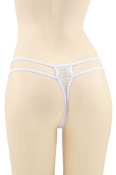 OEM Sexy thong panties with contrasting lace inserts and decorative rhinestone details, DZK-2162