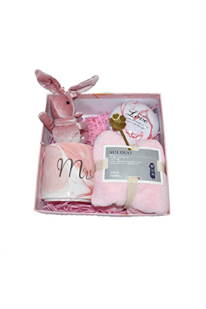 OEM Set cadou cu iepuraș pentru fete, roz, 5 piese