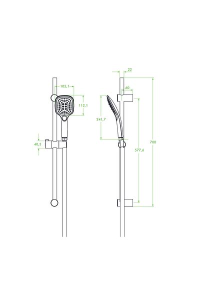 Laveo Shower set with bar, white, 3 functions, shower head and hand shower, NLZ 61A1