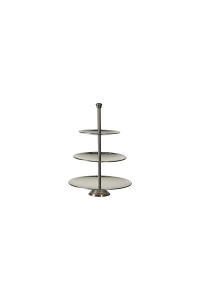Excellent Houseware Steel Humerred Tiered Serving Platter, Smoky Black, 25 X 36 Cm